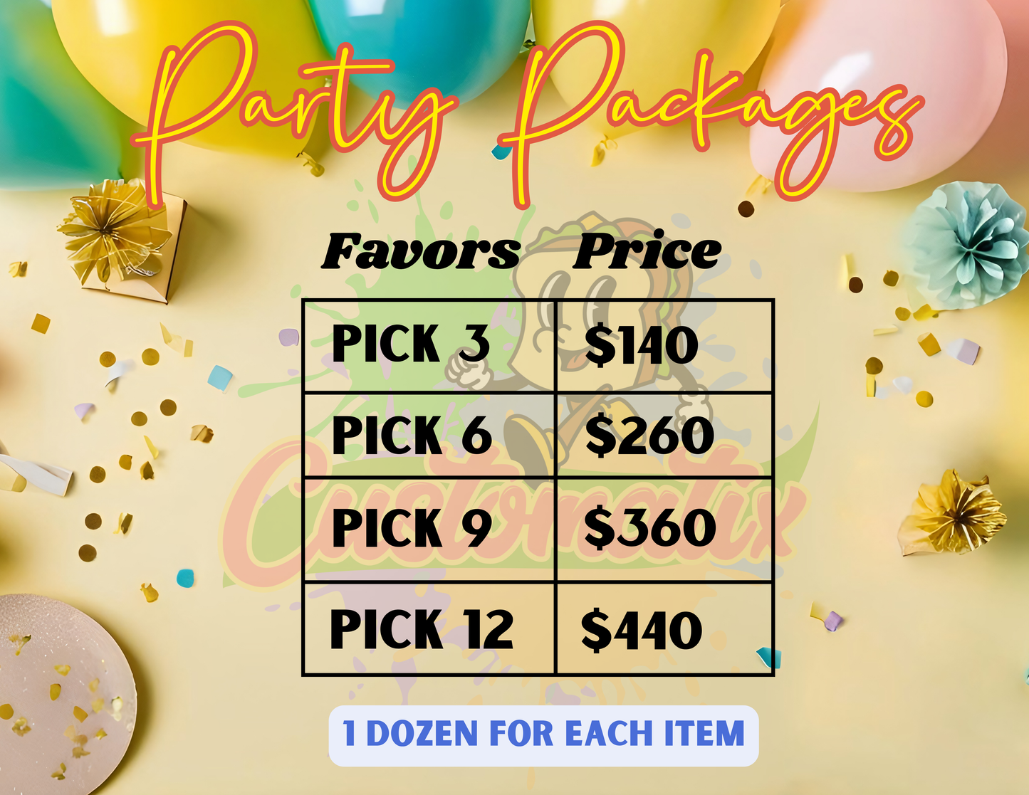Party Package Favors