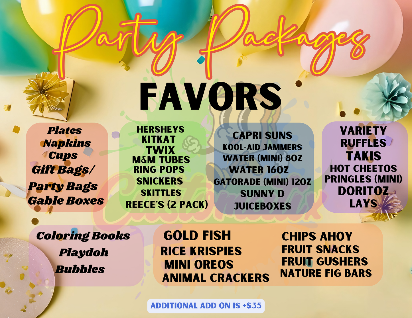 Party Package Favors